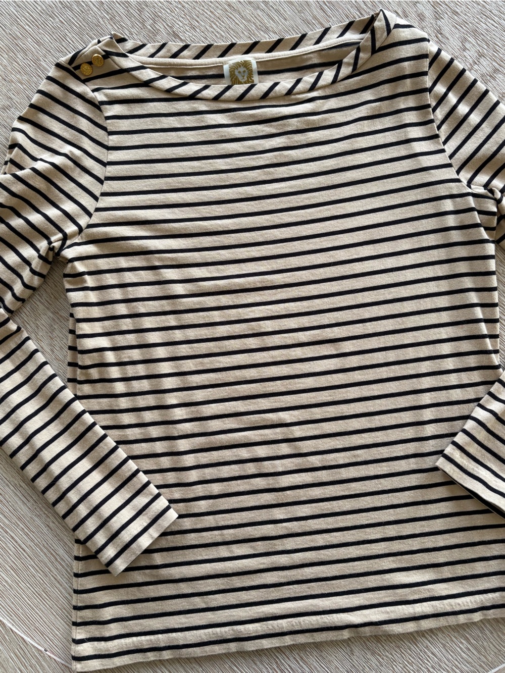 Anne Klein Striped Knit Top Tee Long Sleeve